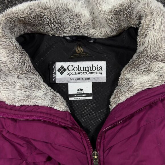 Columbia Sportswear Women’s Jacket L Purple Faux Fur Lined Omni-Heat Coat - Picture 4 of 6